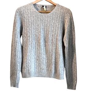 J.Crew Light Gray Cable Knit Crewneck Sweater - Size M